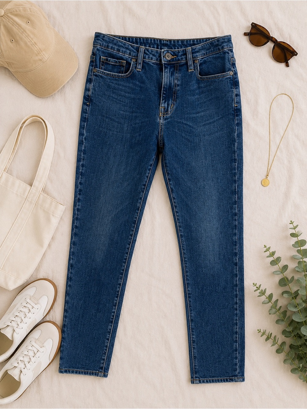 Outland Denim Women's Lucy Skinny Jeans Mid Rise Stretch Denim Blue Wash Size 32